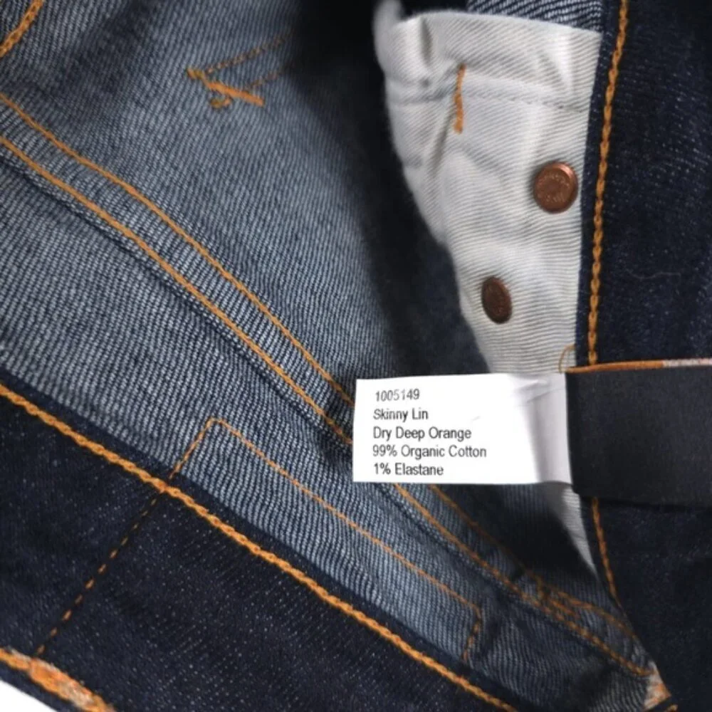 Nudie‎ Jeans ORGANIC COTTON Skinny Lin Dry Deep Orange 1005149 Size 30x30